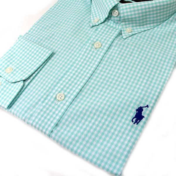 Camisa Hombre Cuadros Azul Celeste Polo Ralph Lauren Manga Larga 100% Algodón - Golden Wear Colombia