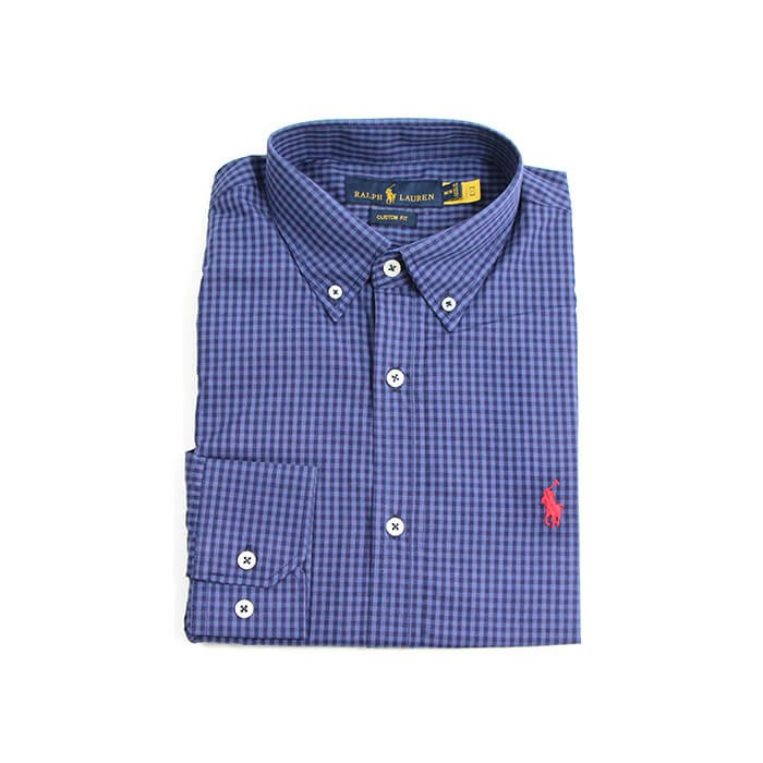 Camisa Hombre Cuadros Azules Combinados  Polo Ralph Lauren Manga Larga 100% Algodon - Golden Wear Colombia