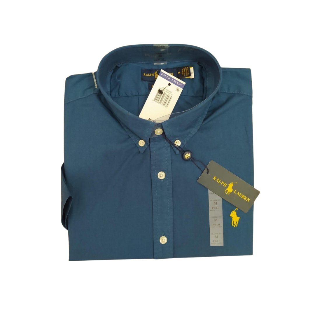 Camisa Hombre Azul Petroleo Manga Corta - Golden Wear Colombia